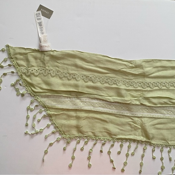 Chico’s Laura Lace Boho Scarf Straight Oblong scarves svelte sage - Picture 4 of 11